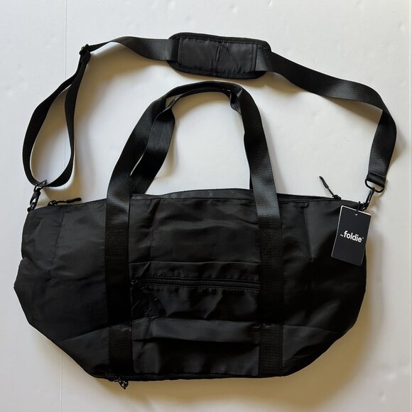 THE FOLDIE Travel Tote Bag Black NEW Original Package & Tag EXPANDABLE 40L Nylon - Picture 12 of 16